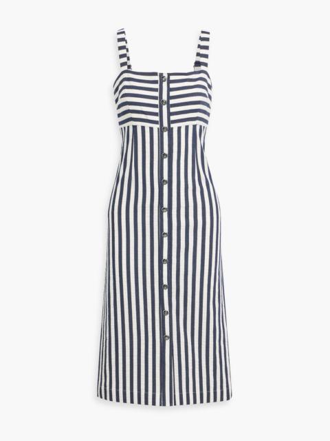VERONICA BEARD Artie metallic striped woven midi dress