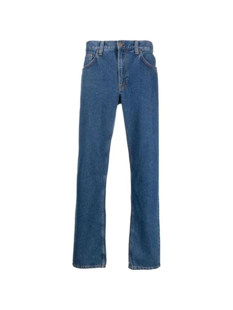 mid-rise straight-leg jeans