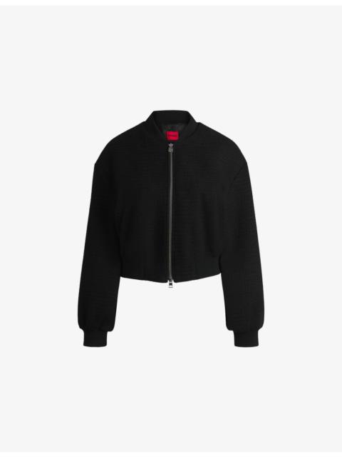 HUGO Waffle-texture cropped cotton-blend jacket