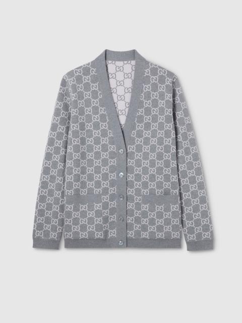 GUCCI Reversible GG fine wool jacquard cardigan
