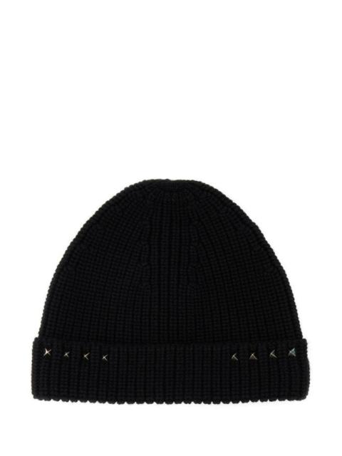 Valentino Garavani Man Black Wool Beanie Hat