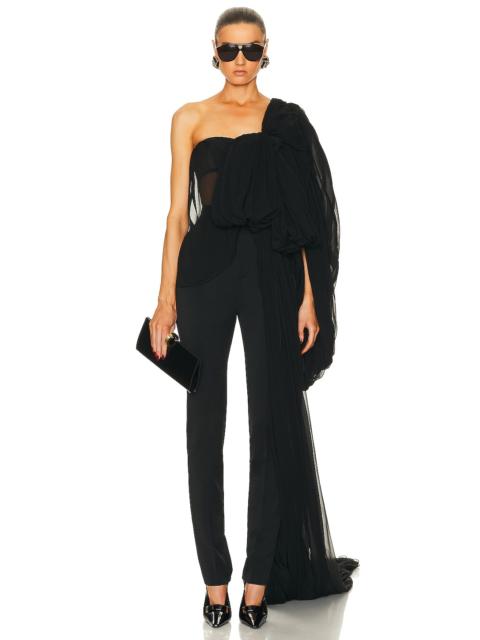 SAINT LAURENT One Shoulder Drape Top