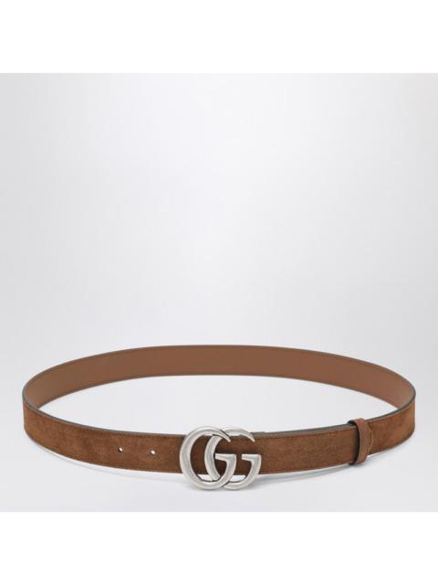 GUCCI Gucci Hazelnut Suede Belt With Gg Marmont Buckle Men