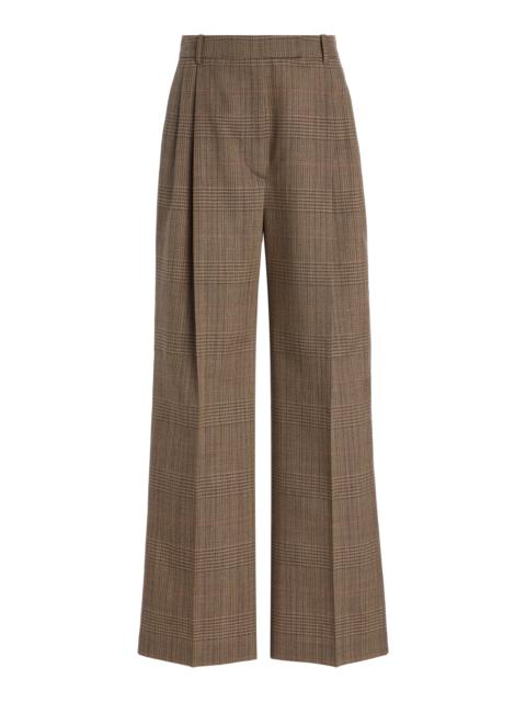 RÓHE Prince of Wales Checked Mid-Rise Wool Trousers brown