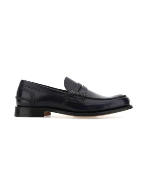 Navy Blue Leather Turnbridge Loafers