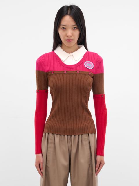 zomer Detachable Paneled Layered Shirt Sweater