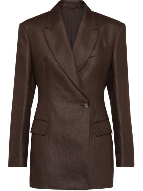Brunello Cucinelli Women Shiny Linen Jacket With Shiny Details