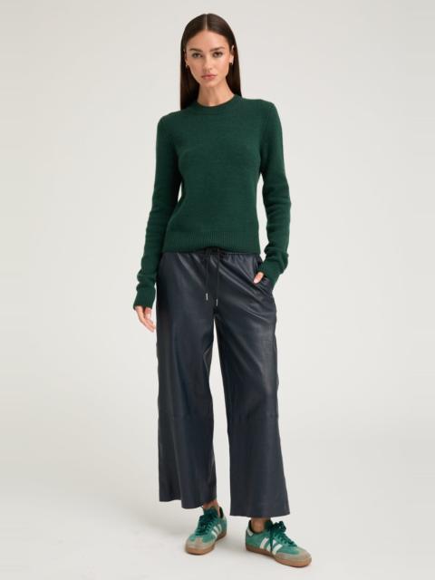 SPRWMN MIDNIGHT LEATHER CROPPED BAGGY PANTS