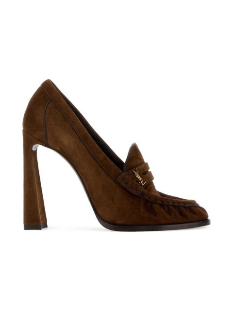 SAINT LAURENT Brown Suede Le Loafers Pumps