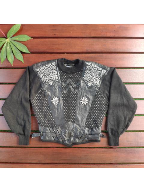 Other Designers Leather - Vintage Wool Knit Sweater Half Leather Native