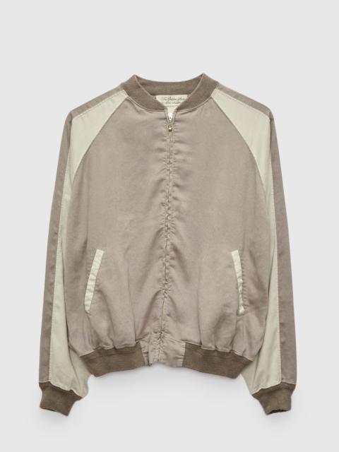 REMI RELIEF Eco Suede Raglan Zip Jacket in Greige