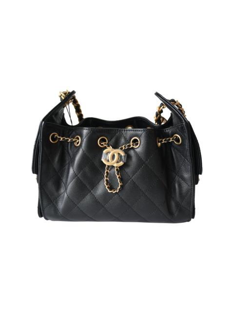 CHANEL Chanel Caviar Quilted Small Hobo Bags Gold Hardware Black