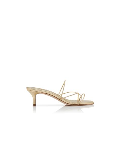 Manolo Blahnik Gold Nappa Leather Open Toe Mules