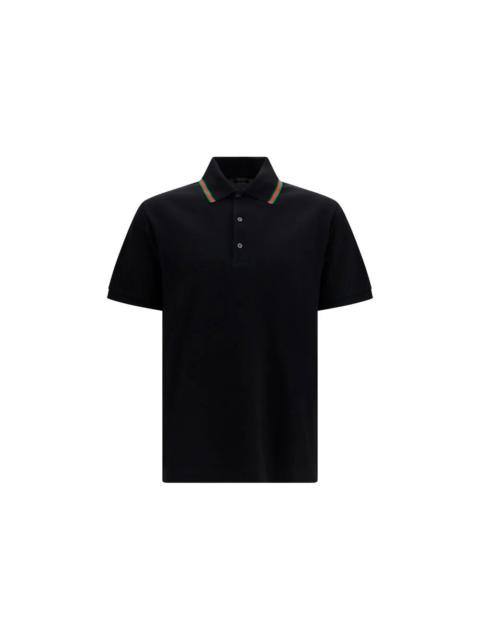 GUCCI Gucci Cotton Polo Shirt with Web Detail Black