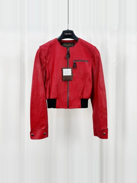 Louis Vuitton Louis Vuitton LV jacket with all-over monogram print lining, red, made of lambskin leather.