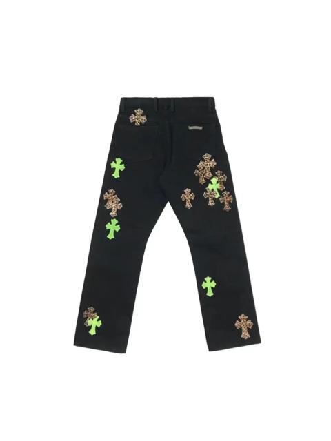 Chrome Hearts Chrome Hearts Green & Leopard Cross Patch Jeans