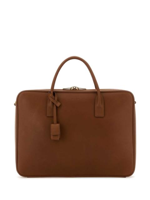 SAINT LAURENT Saint Laurent Men Caramel Leather Briefcase