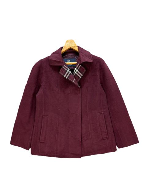 Burberry Burberry London Nova Check Maroon Wool Coat Jacket #A25-0569