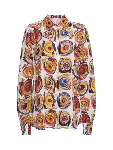 Chloé Organic Silk De Chine Button-Down Shirt print
