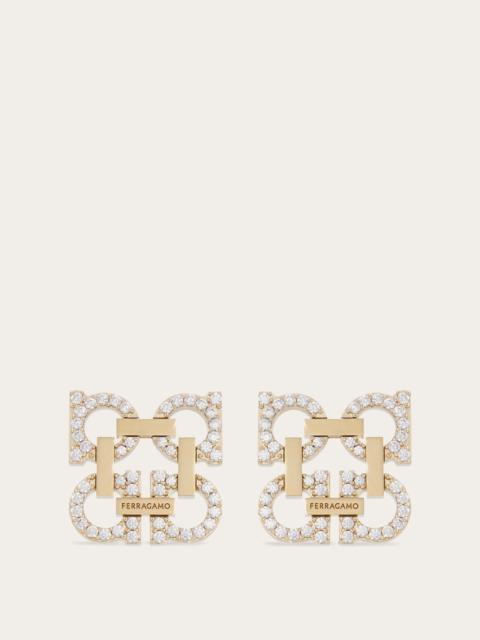 FERRAGAMO Crystal embellished four Gancini clip on earrings