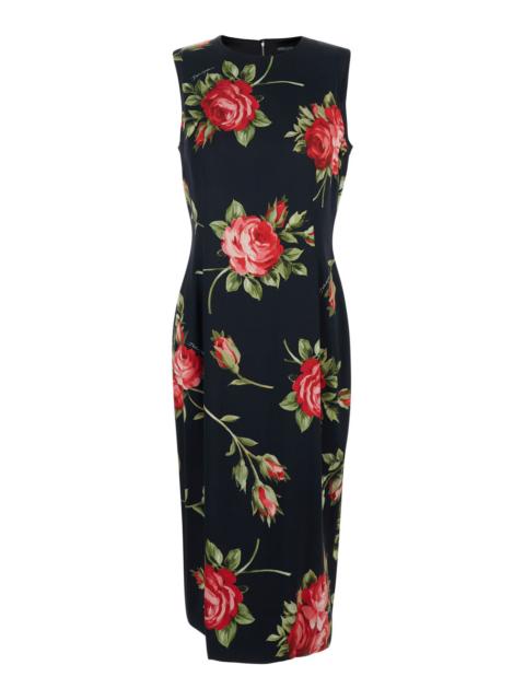 Dolce & Gabbana Dolce & Gabbana Women Black Dress With All-Over Floral Print In Silk Woman
