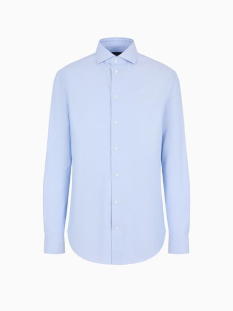 EMPORIO ARMANI Armure cotton shirt with all-over micro-pattern