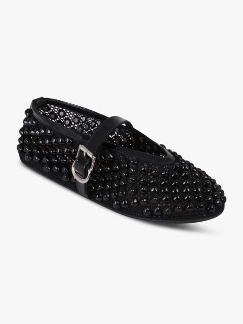 Alaïa STUD FISHNET MESH BALLET FLAT | BLACK