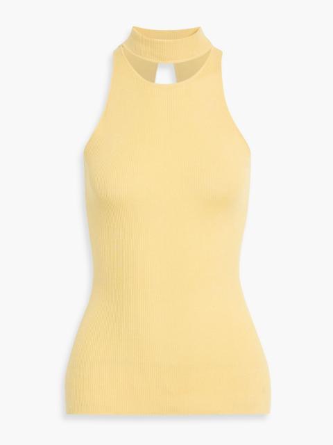 Safiyaa Chascara cutout ribbed cashmere and silk-blend top
