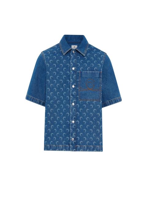 Marine Serre Moon Laser Blue Wash Denim SS Shirt
