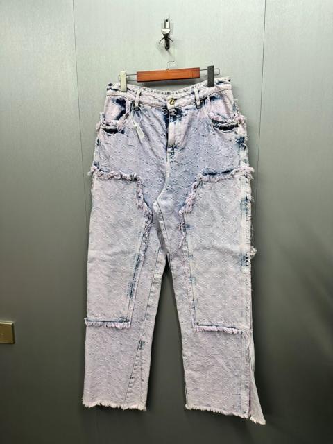 Louis Vuitton Louis Vuitton LV light purple tassel distressed all-over print jeans