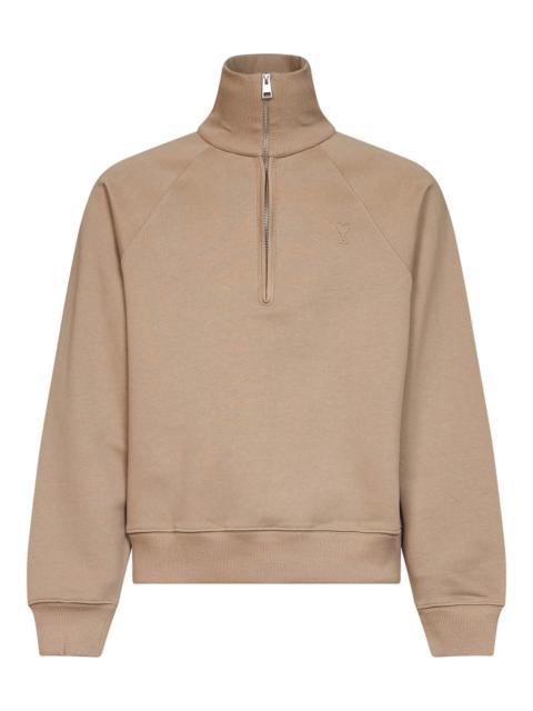 AMI Paris Ami Paris Men Beige Cotton Ami De Cœur Half-Zip Sweatshirt