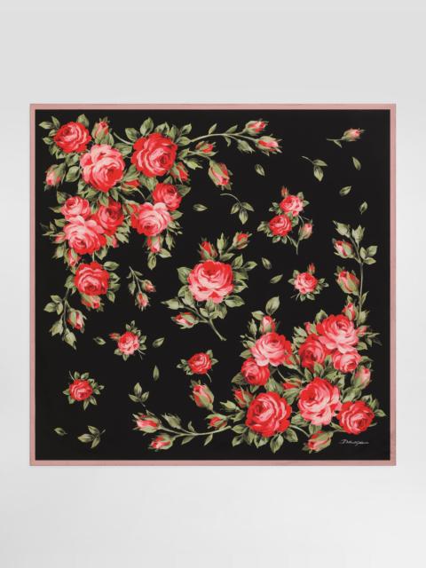 Dolce & Gabbana Rose bouquet-print silk twill scarf 90x90
