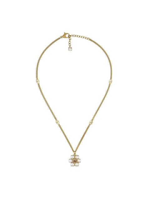 GUCCI Pearl Double G Necklace in Antique Gold Tone