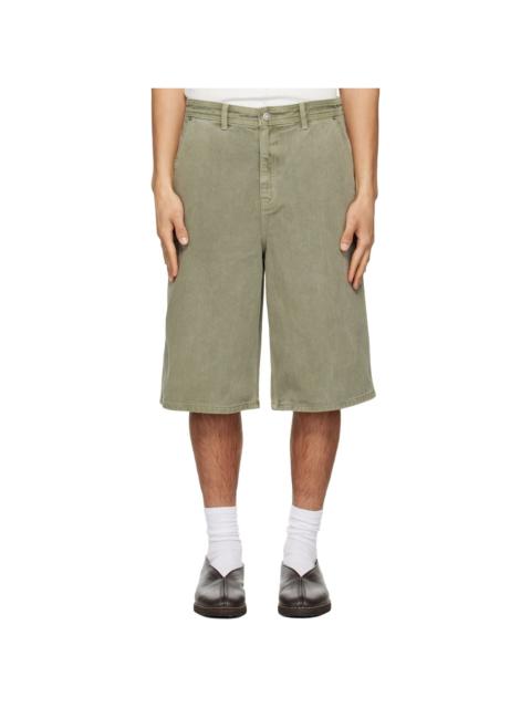 LE17SEPTEMBRE Green Garment-Dyed Denim Shorts