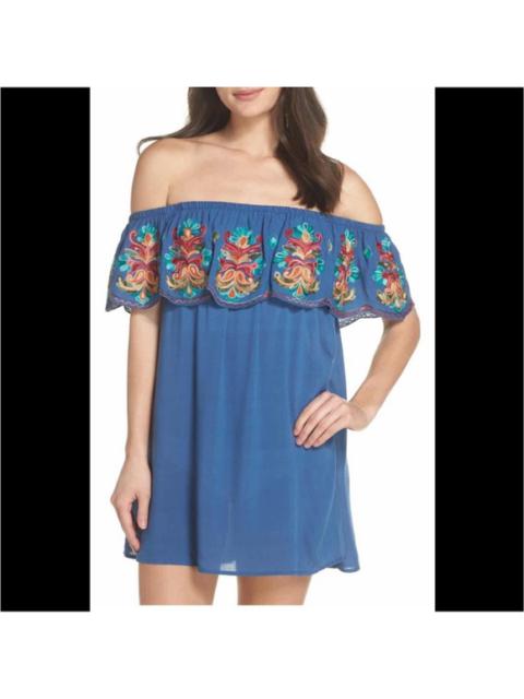 Other Designers Surf Gypsy Embroidered Fiesta Mexican Style Off Shoulder Dress