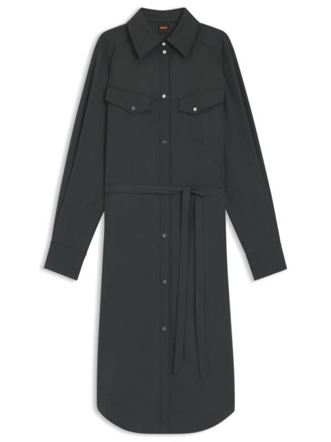 BOSS SHIRT DRESS IN SANDWASHED FABRIC