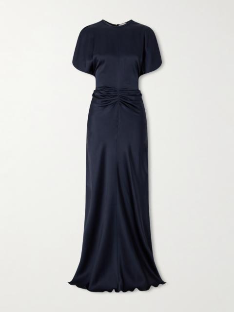 Victoria Beckham Ruched Satin Maxi Dress