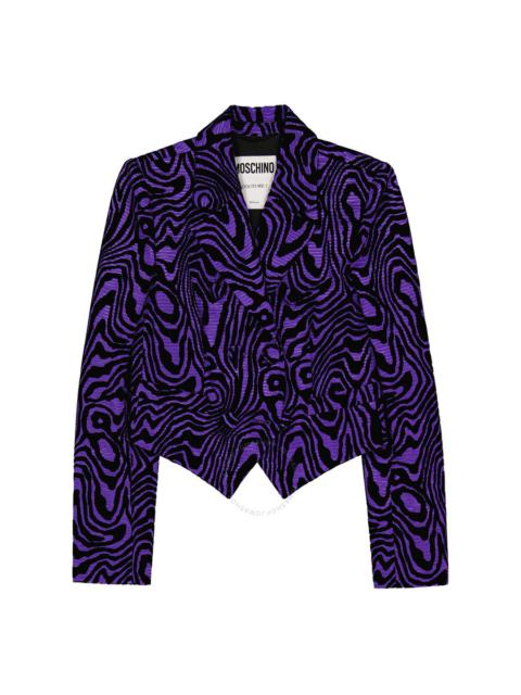 Moschino Ladies Purple Moire Effect Jacquard Blazer, Brand Size 38 (US Size 4)