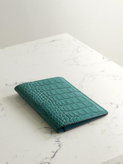 Smythson Mara Croc-effect Leather Passport Holder