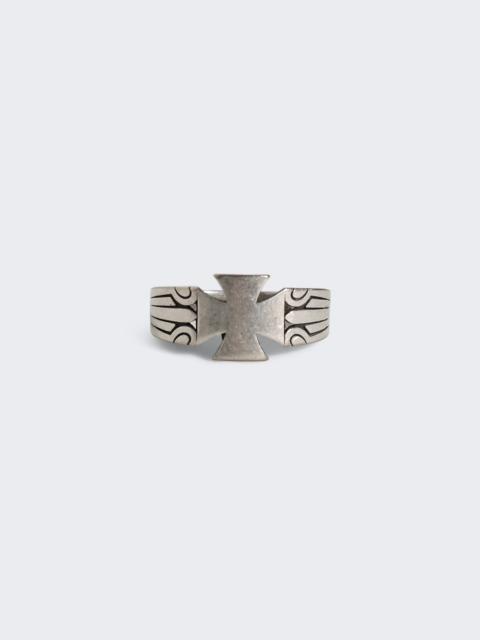 VETEMENTS Biker Cross Tribal Ring Silver