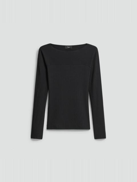 Theory Boatneck Long-Sleeve Top in Stretch Rib