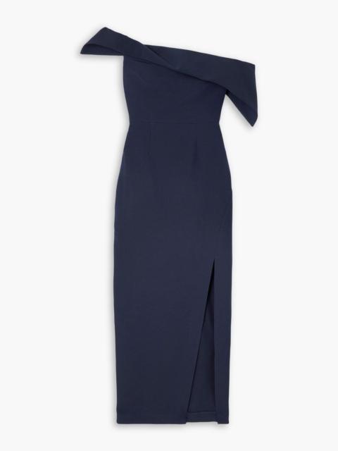 ROLAND MOURET One-shoulder wool and silk-blend crepe gown