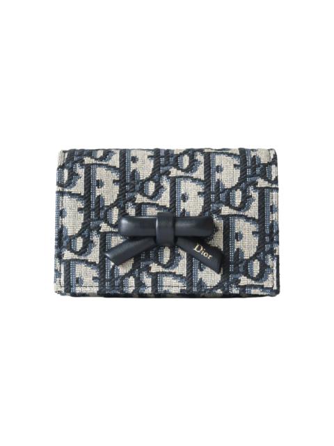 Louis Vuitton Dior Oblique Bow Glycine Oblique Jacquard With Bow Wallet Blue