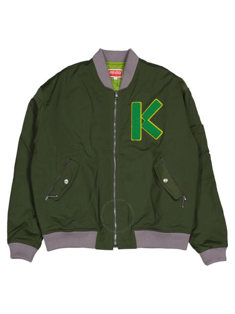 KENZO Kenzo Men's Dark Khaki Varsity Logo-Patch Bomber Jacket