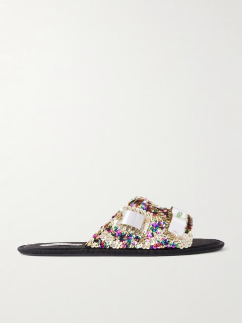 JW Anderson Embellished Sequined Grosgrain Slides