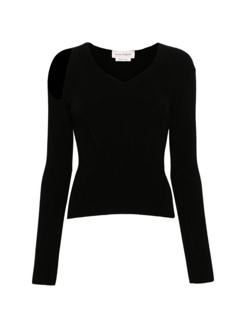 Alexander McQueen cut-out ribbed wool jumper