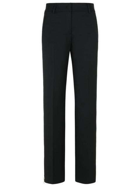MSGM Msgm Black Polyester Wool Flare Trousers Women