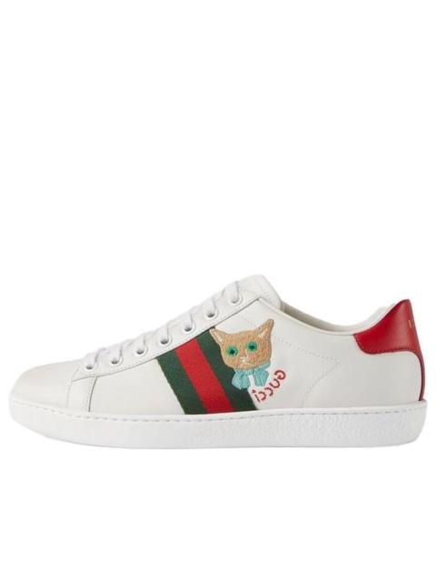 (WMNS) Gucci Ace Series CAT Embroidered Shoes/Sneakers White Red 664142-1XG60-9065