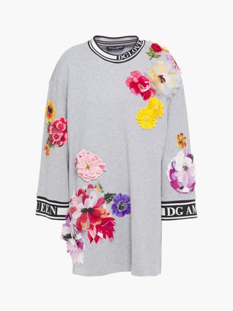 Dolce & Gabbana Floral-appliquéd French cotton-terry sweatshirt