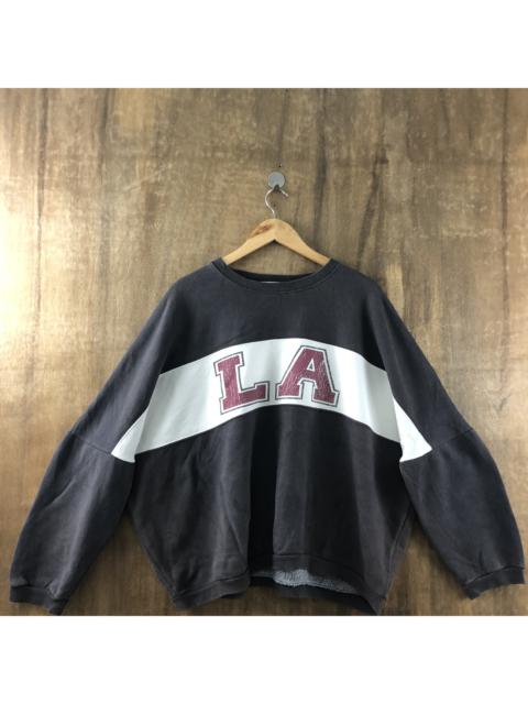 Other Designers Vintage - Vtg Crack L.A . Print Oversize Black Big Spellout Sweater